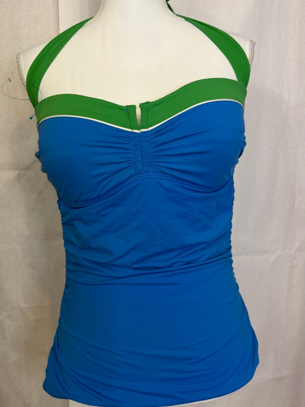 Tommy Bahama Blue and Green Halter One-Piece Swim Top